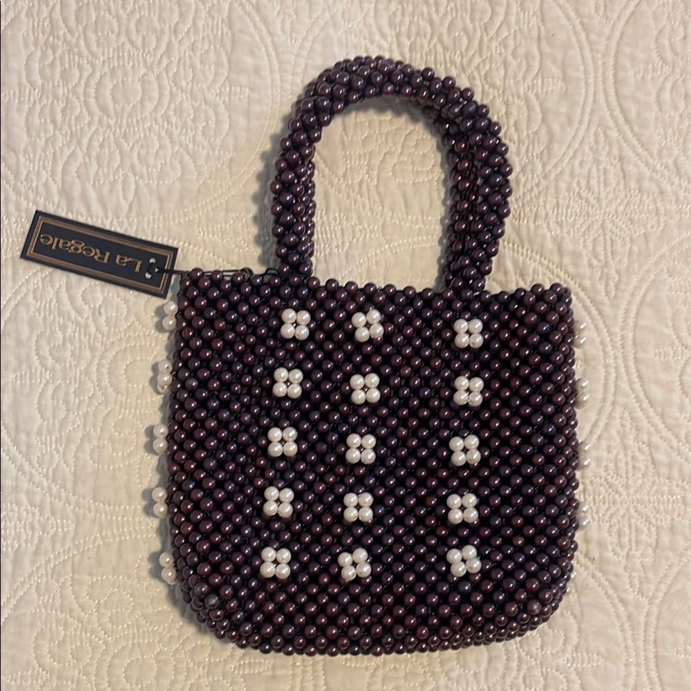 Beaded Navy and White Women's Bag